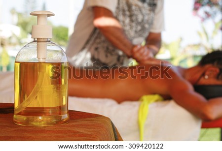 Massage oil for theraphy at  beach resort