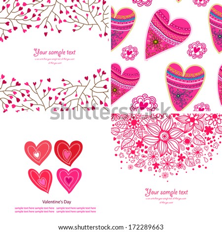 Set of four Happy valentines day backgrounds. Love backgrounds.
