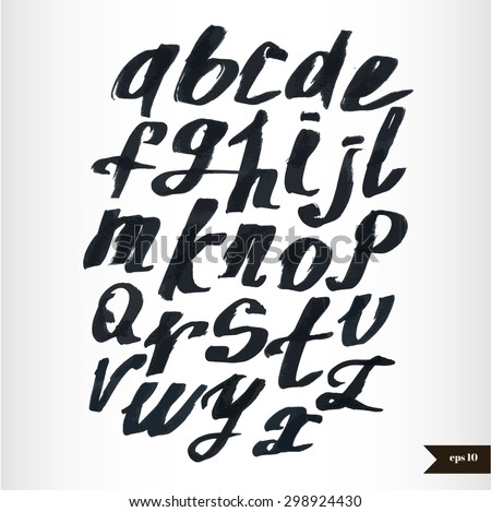 Expressive Calligraphic Script.Vector Hand Drawn Alphabet.Hand Drawn ...