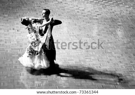 SZCZECIN, POLAND - MARCH 12: Competitors dance slow waltz at the Polish Championship in the ballroom dance called 
