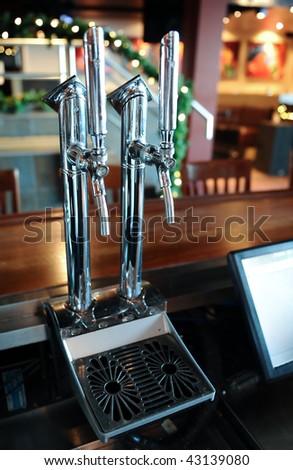 Beer pumps at the pub