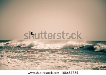 Kite surfing. Jump.