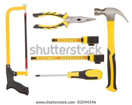 set of tools isolated on white background