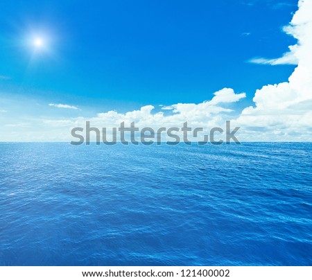 Blue sea and sky. Sea summer shot