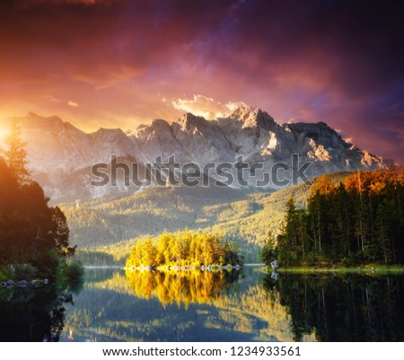 Similar – Image, Stock Photo Spectacular landscape of mountain ridge and blue sky