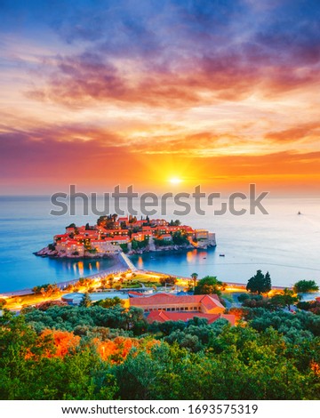 Similar – Image, Stock Photo Spectacular sundown over sea on tropical beach