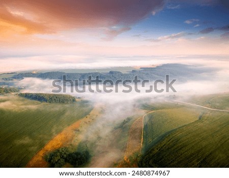 Similar – Image, Stock Photo Morning fog in the mountains