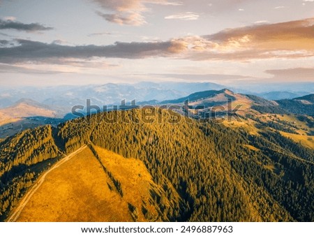 Similar – Image, Stock Photo Amazing mountain range at sunset