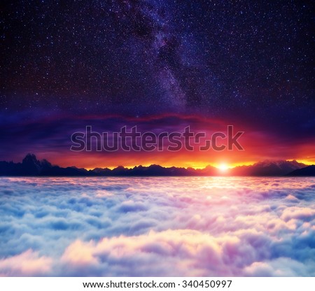 Similar – Image, Stock Photo Wonderful night heaven with stars and flowers