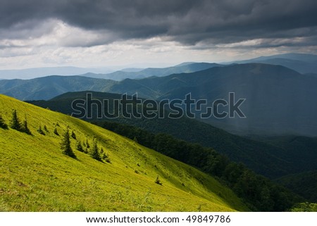 Landscape with mountains and storm clouds