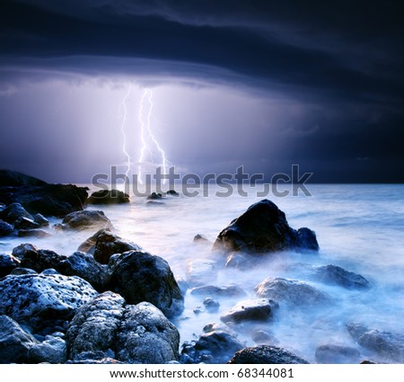summer storm beginning with lightning