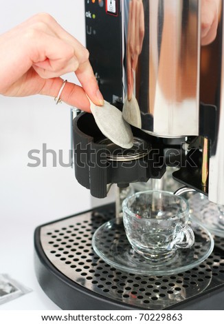 Coffee machine with cup of fresh coffee