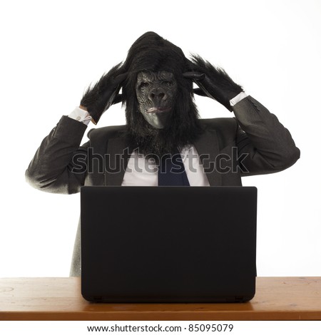 Abstract Image Of A Gorilla In Business Attire Sat Infront Of A ...