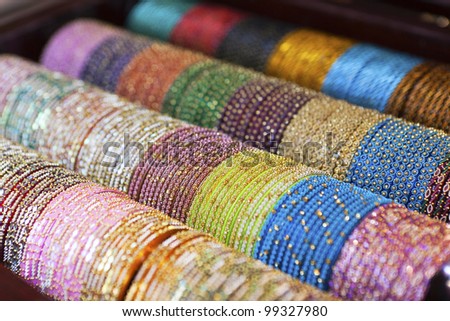 Bangles for Sale at the Laad Bazaar, Hyderabad - India