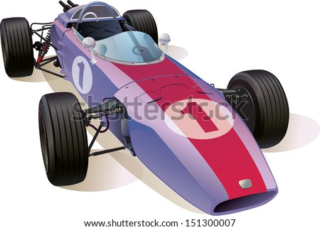 The rare Formula One racing car. 
This is the great example of an old racing cars.
Editable vector EPS v.10