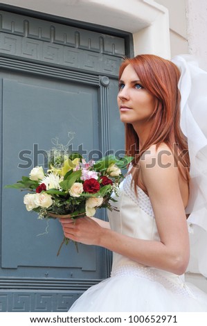 The bride near the church door