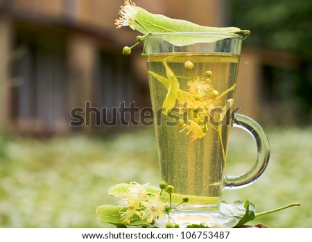 A cup of linden tea on the summer cottage