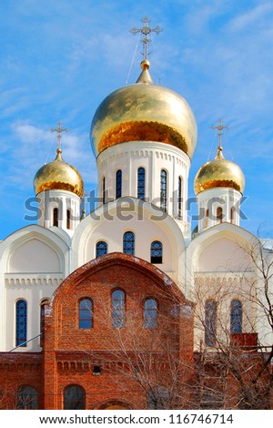 Russian church in the blue sky