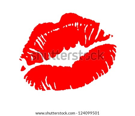 Print of red lips. Vector illustration.