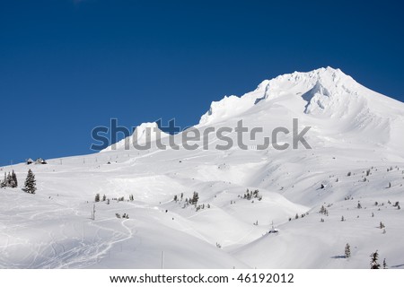 Beautiful Vista of Mount Hood in the Pacific Northwest with Clear, Blue Skies.