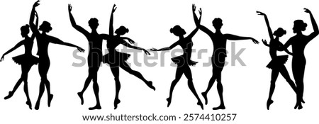 Similar – Image, Stock Photo Professional ballet couple dancing in spotlights smoke on big stage. Beautiful young woman and man on floodlights background. Emotional duet performing choreographic art.