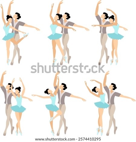 Similar – Image, Stock Photo Professional ballet couple dancing in spotlights smoke on big stage. Beautiful young woman and man on floodlights background. Emotional duet performing choreographic art.
