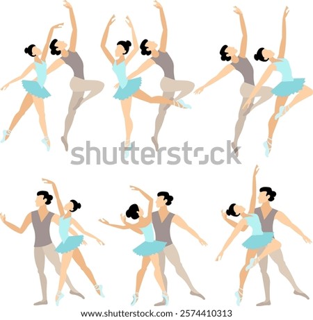 Similar – Image, Stock Photo Professional ballet couple dancing in spotlights smoke on big stage. Beautiful young woman and man on floodlights background. Emotional duet performing choreographic art.
