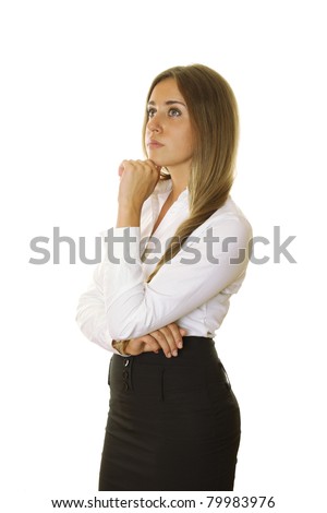 Close-Up Of An Attractive Young Businesswoman Standing Sideways And ...