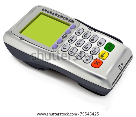 Photorealistic illustration of modern wireless POS-terminal (EPS10)