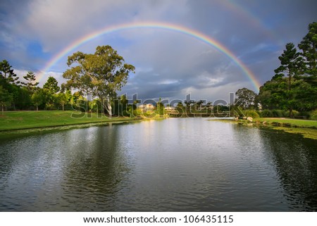 rainbow over botanical garden in gold coast