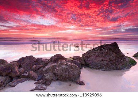 Similar – Image, Stock Photo Stone beach, sea, pink sky