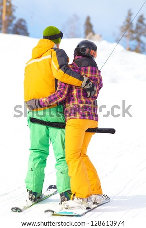 couple in love in a mountain valley