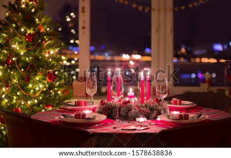 Similar – Image, Stock Photo Candlelight. Candle glasses with burning tea lights