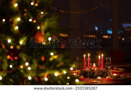 Similar – Image, Stock Photo Candlelight. Candle glasses with burning tea lights