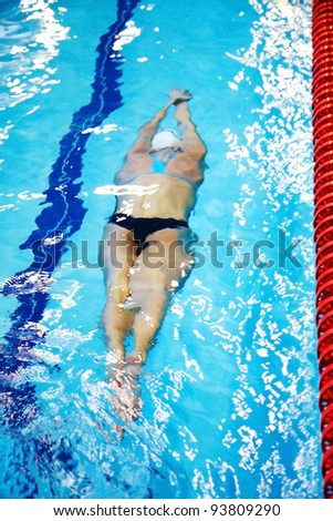 Female swimmer swimwear in pool