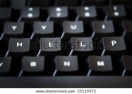 The word HELP spelled-out on computer keyboard