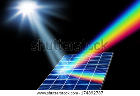 Solar panel collector turning sunlight into energy spectrum
