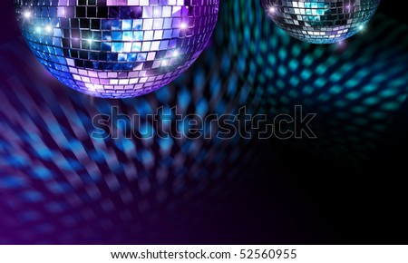 Disco mirror ball reflecting light spots on ceiling