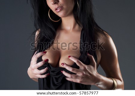sexy lady holding her stunning tits
