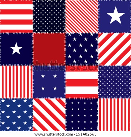 Seamless Background Pattern. Patchwork Of American Flag Stock Vector ...