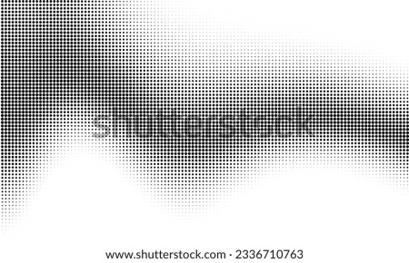 Monochrome gradient halftone dots background. Vector illustration. Big wave