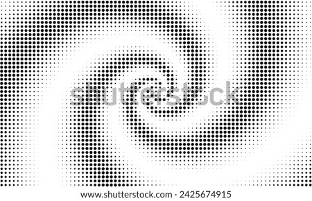 Dot pattern. Abstract spiral pattern. Halftone faded grid. Small point fadew texture. Digital black fading points isolated on white background for print net design. Vector illustration
