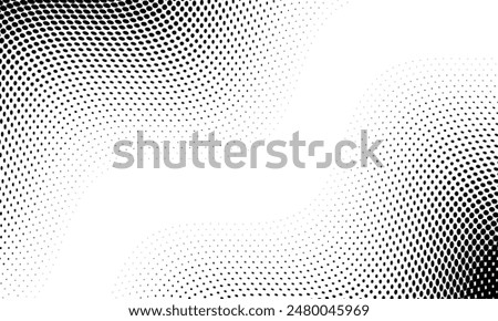 Monochrome gradient halftone dots background. Vector illustration. Abstract small grunge dots on white background