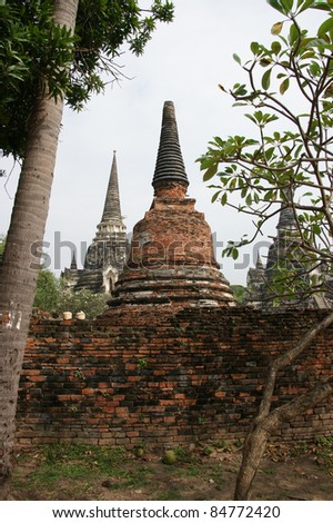 Ruined Old Temple of Ayutthaya Stock foto © 