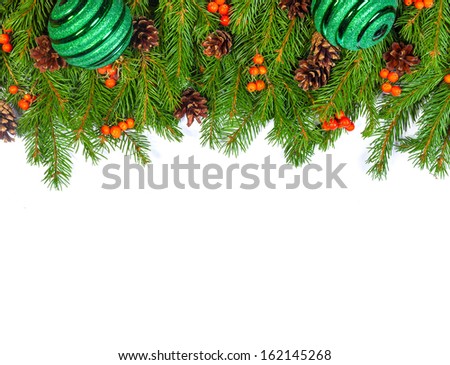 Christmas Background With Balls And Decorations Isolated On White Background Stock Photo