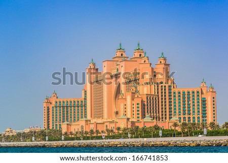 DUBAI, UAE - NOVEMBER 13: Atlantis hotel on November 13, 2012 in Dubai, UAE. Atlantis the Palm is a luxury 5 star hotel built on an artificial island