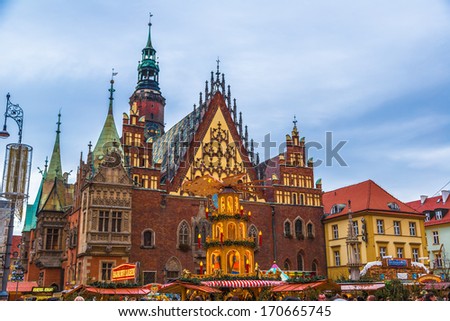 WROCLAW, POLAND - DECEMBER 29: Old city hall on December 29, 2013 in Wroclaw, Poland. The World Games 2017 will be hosted in Wroclaw, It was chosen by the International World Games Association.