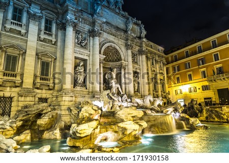 Fountain di Trevi - most famous Rome\'s fountains in the world. Italy.