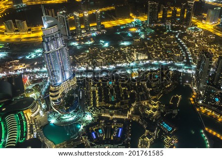 DUBAI, UAE - NOVEMBER 13: Address Hotel and Lake Burj Dubai in Dubai. The hotel is 63 stories high and feature 196 lavish rooms and 626 serviced residences, taken on 13 November 2012 in Dubai.