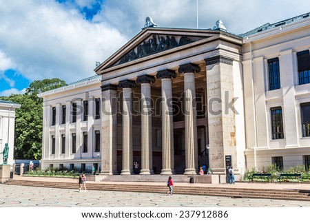 OSLO, NORWAY - JULY 29: The University of Oslo is the oldest and largest university in Norway in Oslo, on July 29, 2014